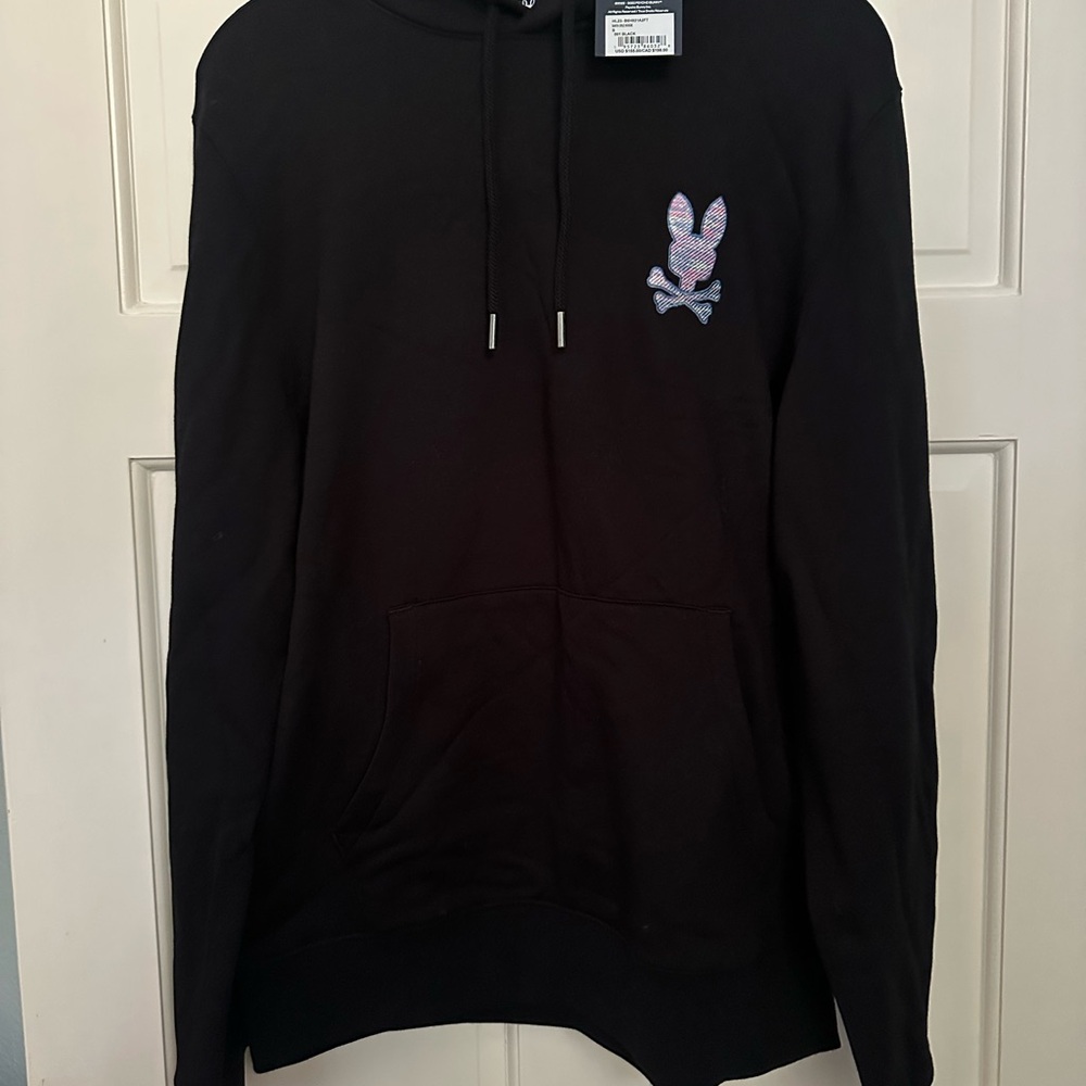 Men's Black Hoodie with Embroidered Paycho Bunny Logo